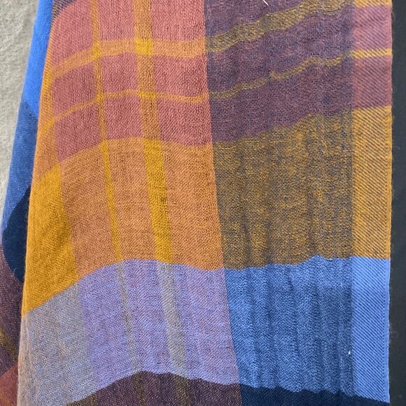 PrAna  SKYLAN Multifunctional Shawl SCARF Wrap Modal/Tencel fringe plaid 28”x74” - Picture 2 of 8